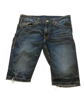 True Religion Men's Indigo Denim Knee-Length Shorts